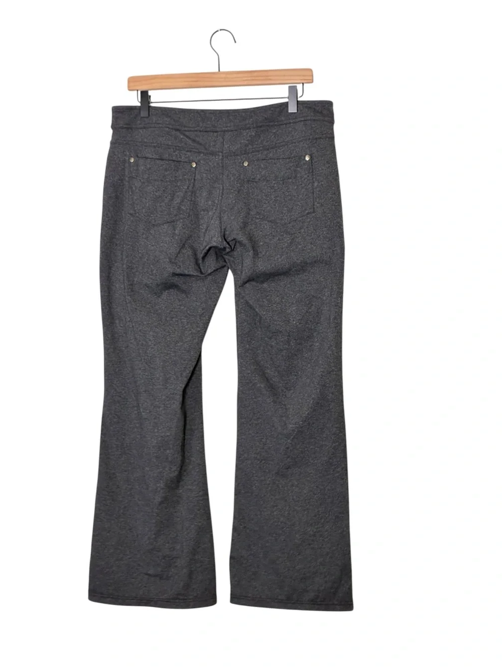 Athleta | Gray 2000’s Mid Rise flare stretch leggings yoga pants size LP